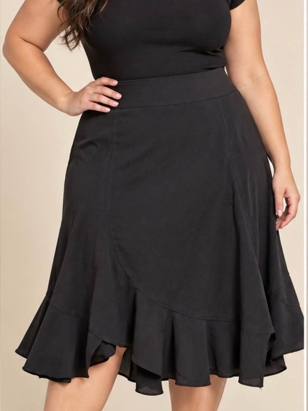 Black Ruffle Hem Women's Skirt - Brand